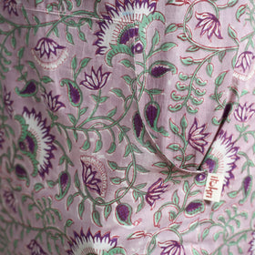 Purple - sanganeri hand block print apron with pocket 20