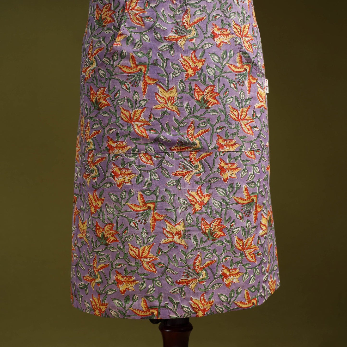 Purple - sanganeri hand block print apron with pocket 29