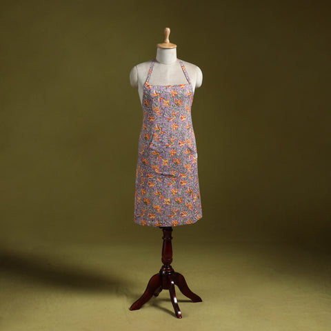 Purple - sanganeri hand block print apron with pocket 29