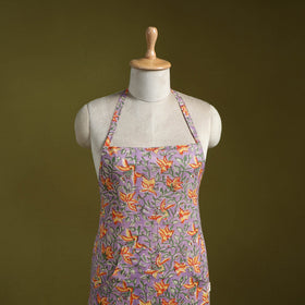 Purple - sanganeri hand block print apron with pocket 29