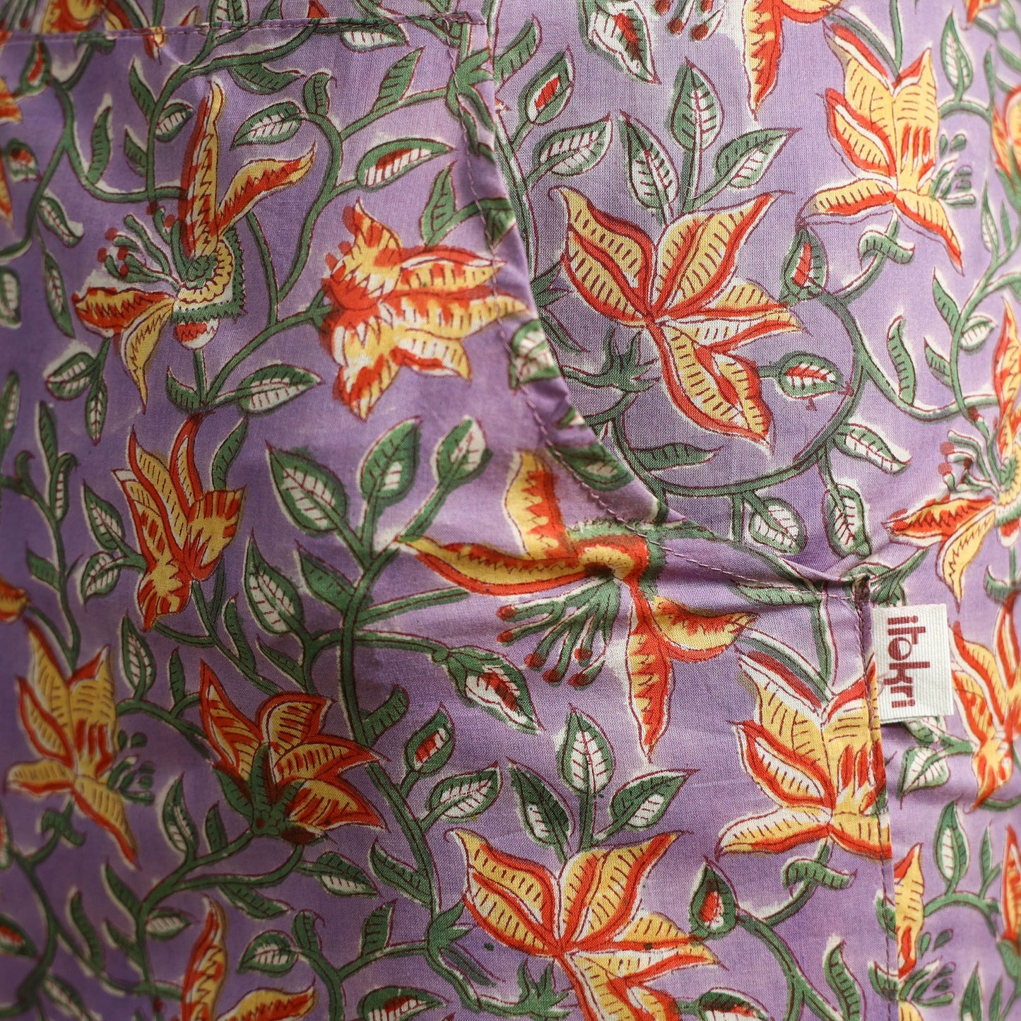 Purple - sanganeri hand block print apron with pocket 29