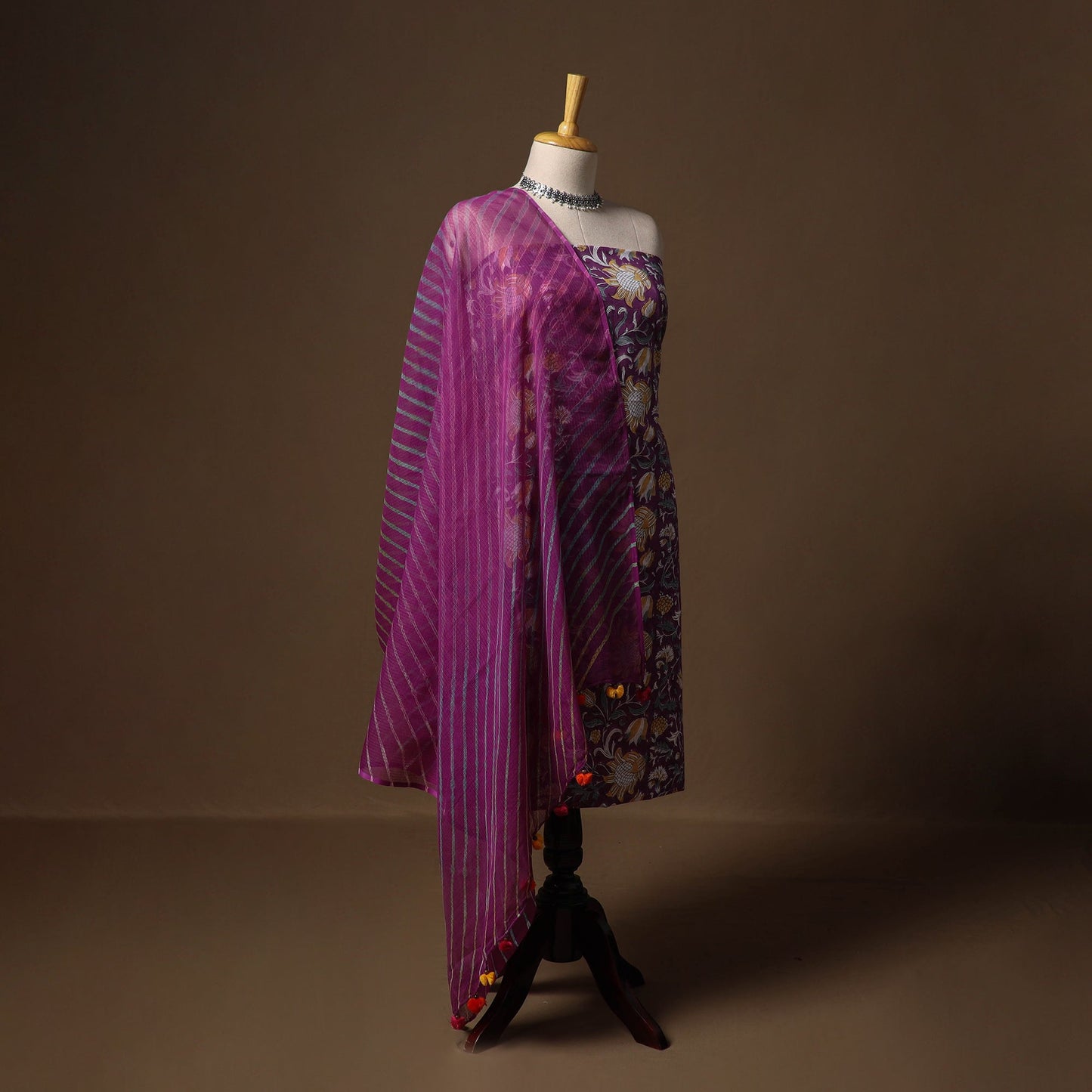 Purple - sanganeri hand block print cotton 2pc unstitched