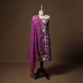 Purple - sanganeri hand block print cotton 2pc unstitched