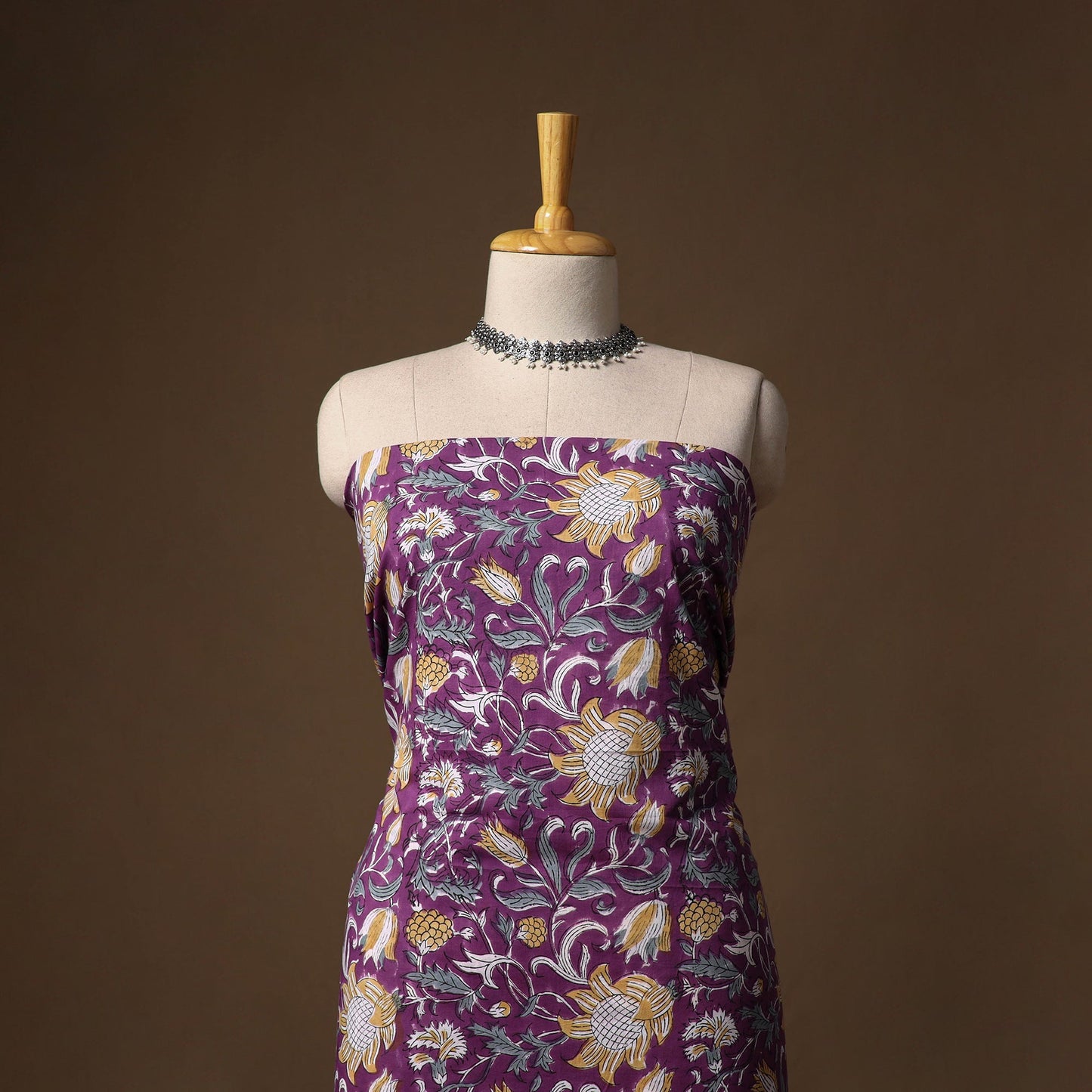 Purple - sanganeri hand block print cotton 2pc unstitched