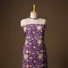 Purple - sanganeri hand block print cotton 2pc unstitched
