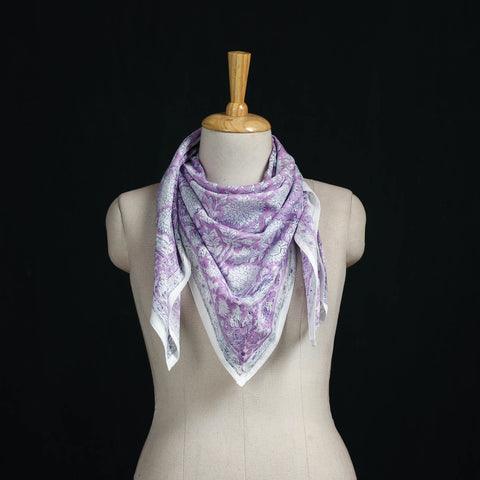 Sanganeri hand block print cotton scarf 30 - handcrafted