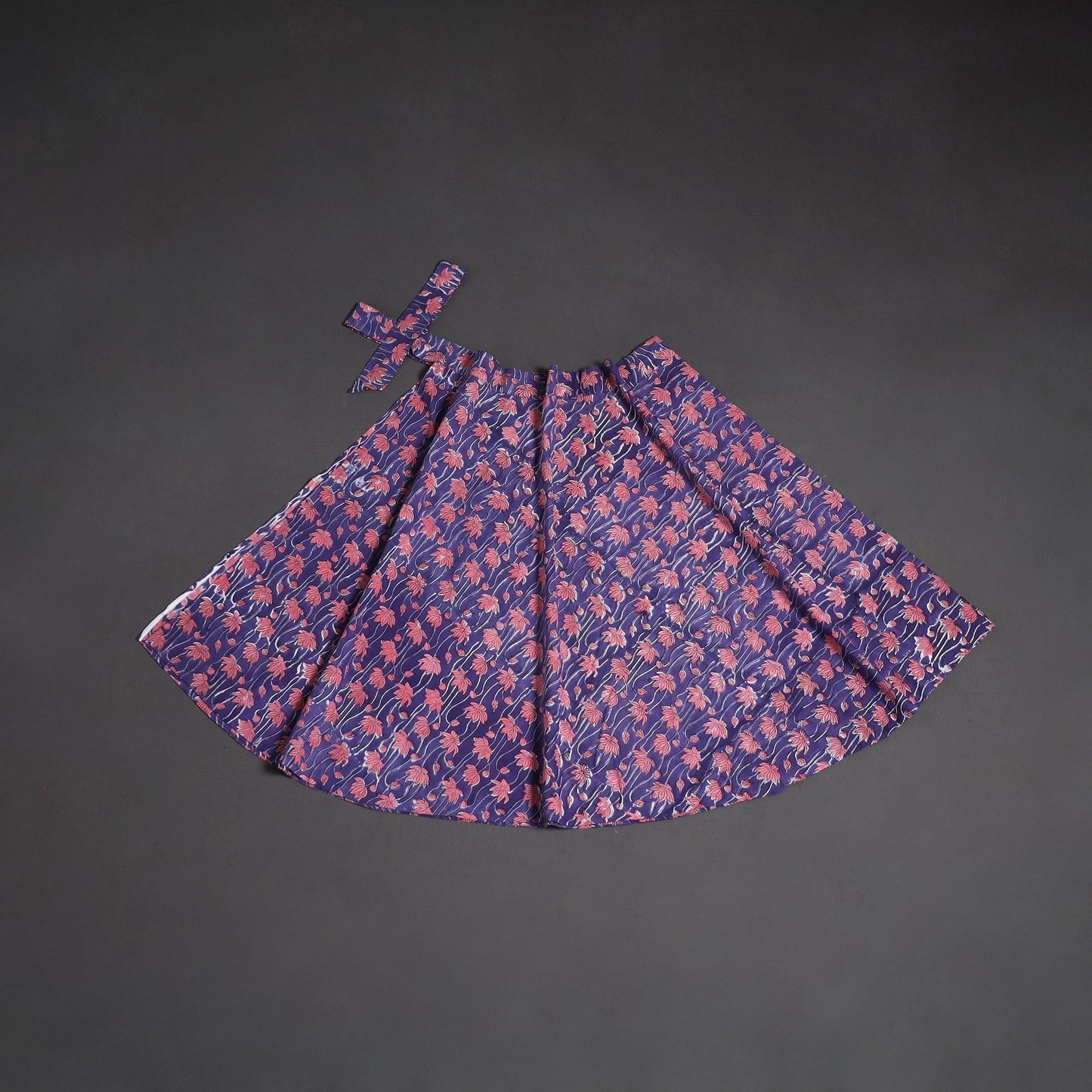 Sanganeri hand cotton wrap around skirt 77 - handcrafted