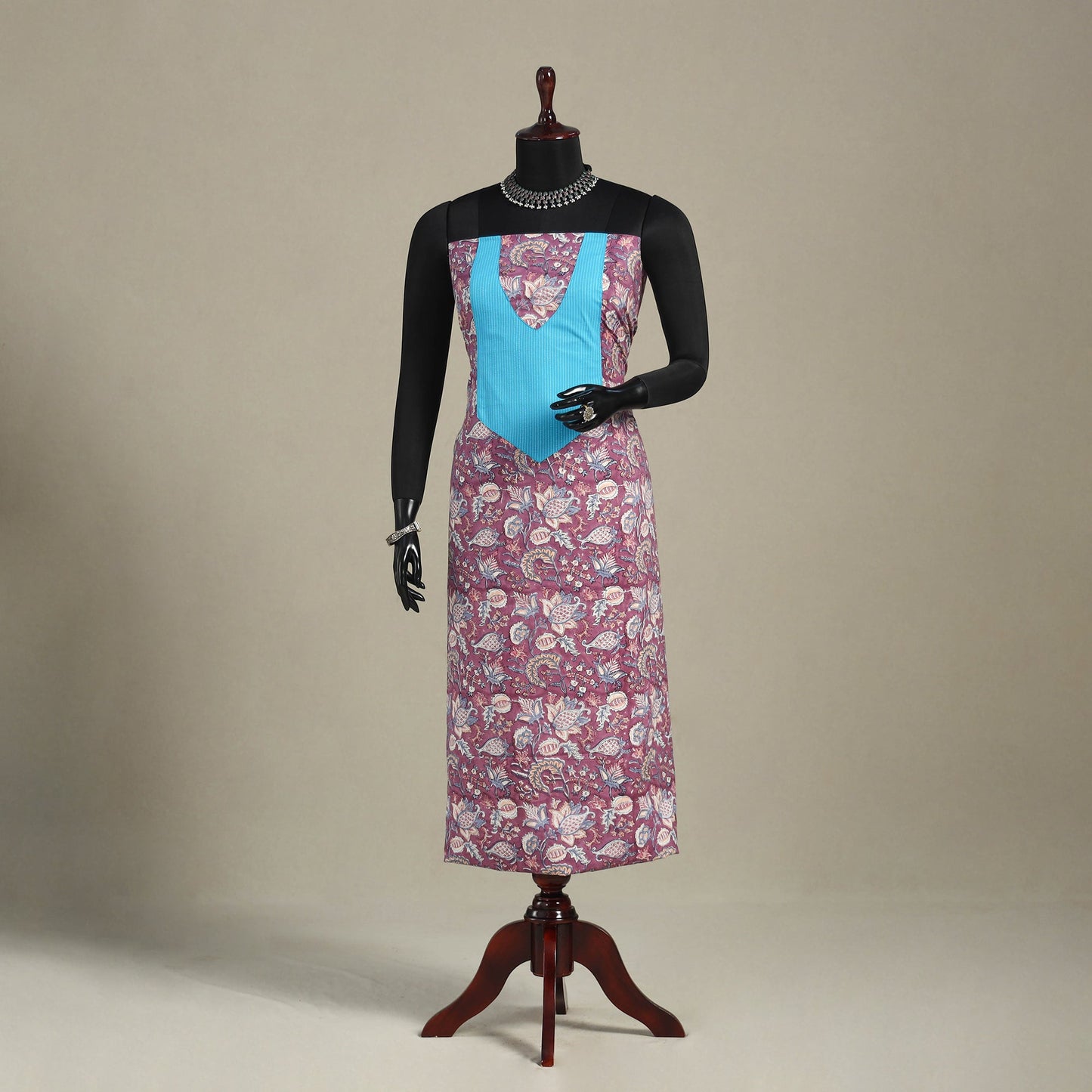 Purple - sanganeri patchwork cotton unstitched kurta