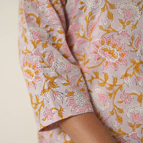  Sanganeri Block Printed Cotton Kurta with Palazzo & Dupatta Set 02 