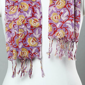 Buy Sanganeri Block Printed Cotton Stole with Tassels 38 Online at iTokri.com