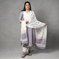 Buy Sanganeri Block Printing Cotton Kurta with Palazzo & Dupatta Set Online at iTokri.com