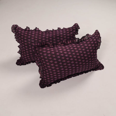 Purple - set of 2 handcrafted cotton frill pillow covers 05