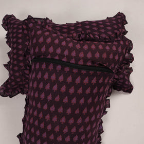 Purple - set of 2 handcrafted cotton frill pillow covers 05