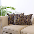  Set of 2 Purple Kalamkari Print Cotton Pillow Covers