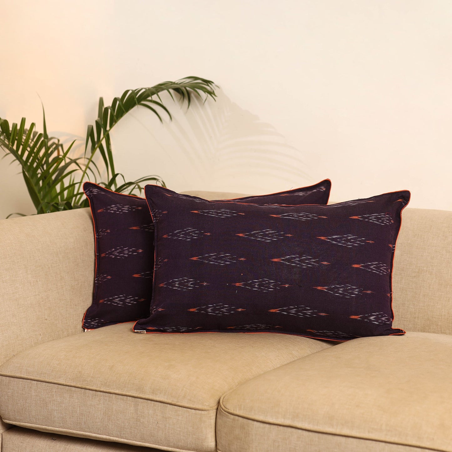 Purple - set of 2 pochampally ikat weave pillow covers 25