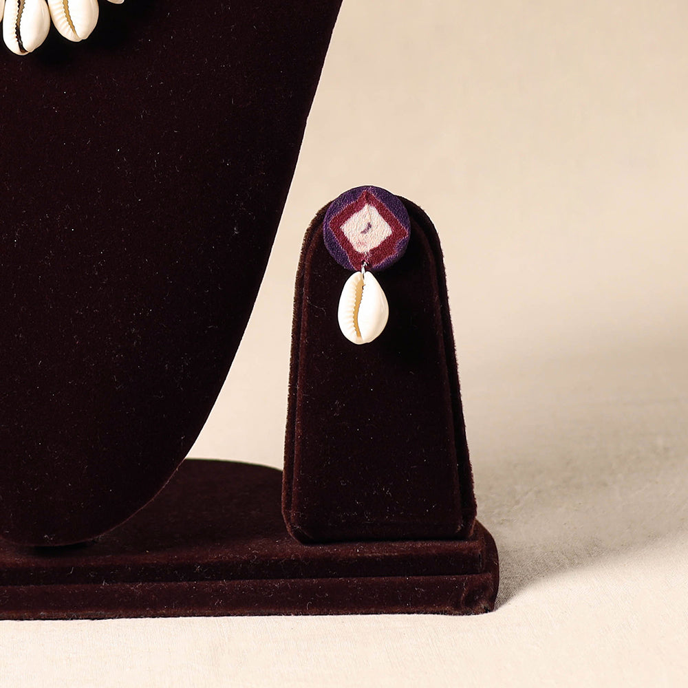 Purple - shell work fabart necklace set 35 - handcrafted