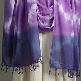 Purple - shibori tie-dye cotton dupatta with tassels 87