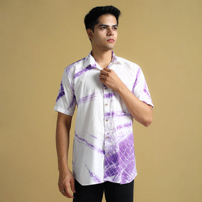  Shibori Tie-Dye Cotton Men Half Sleeve Shirt 03 