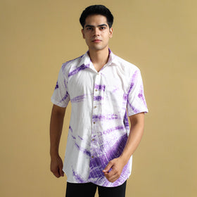  Shibori Tie-Dye Cotton Men Half Sleeve Shirt 03 