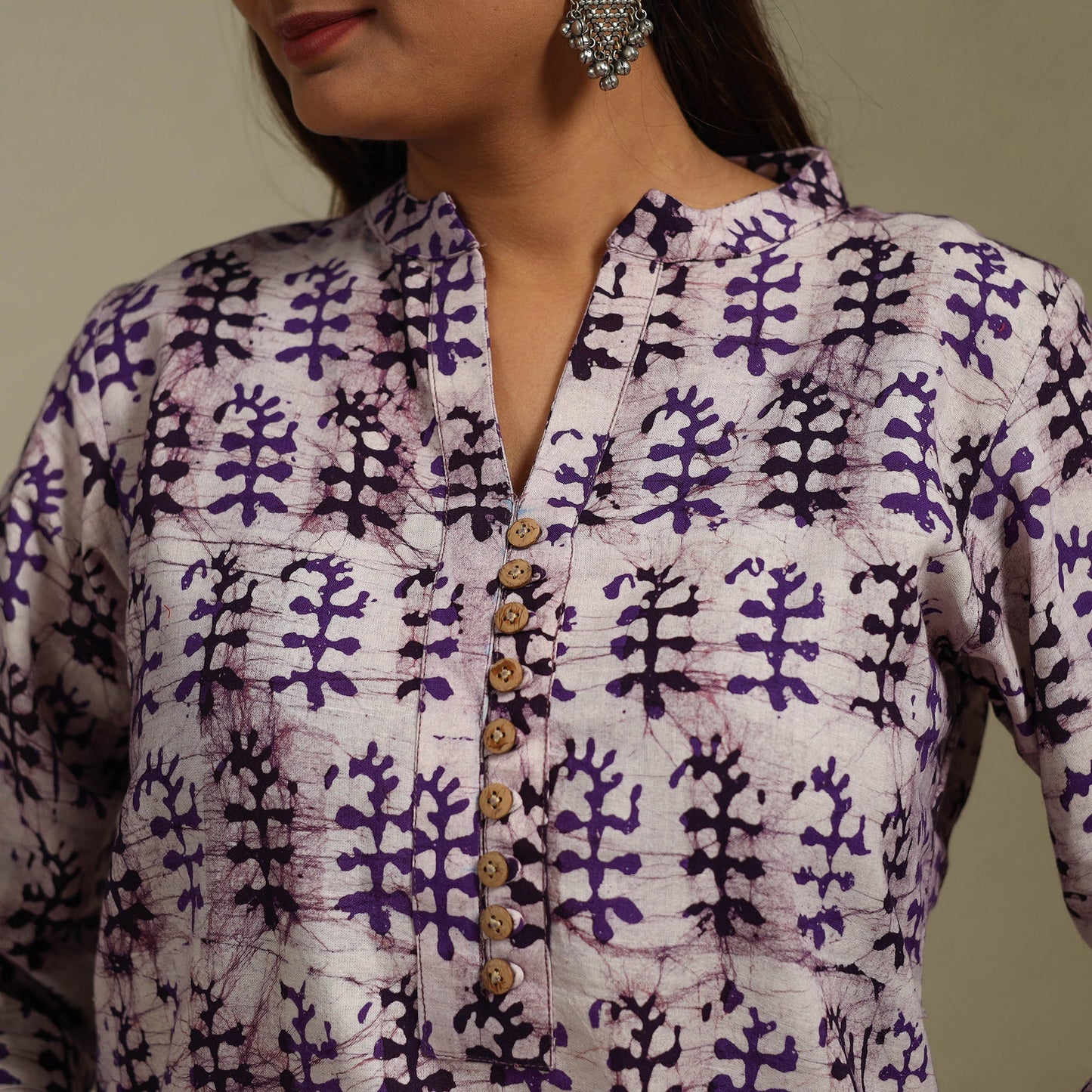 Short cotton hand batik kurta for women 39 - handcrafted