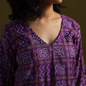Purple - silk bandhani kurta set with lagdi patta (set