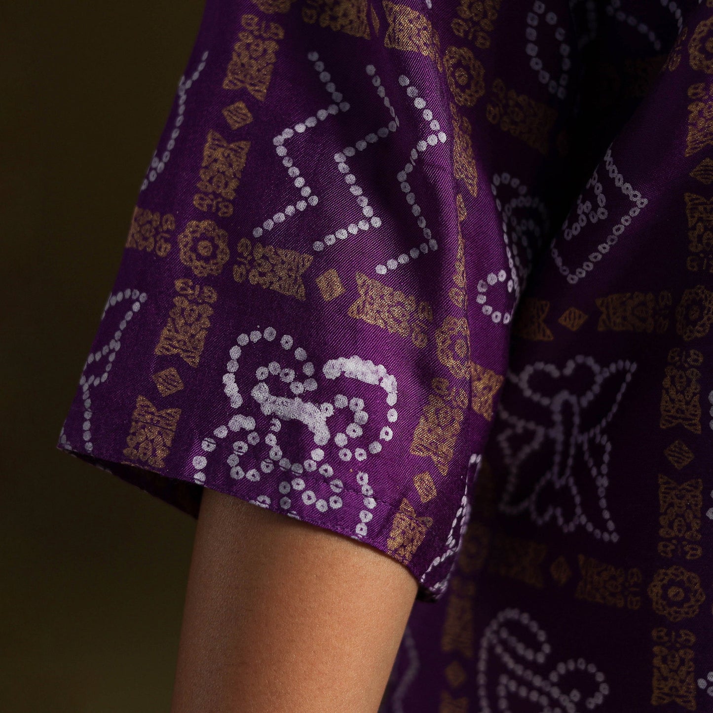 Purple - silk bandhani kurta set with lagdi patta (set