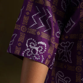 Purple - silk bandhani kurta set with lagdi patta (set