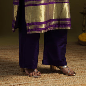 Purple - silk bandhani kurta set with lagdi patta (set
