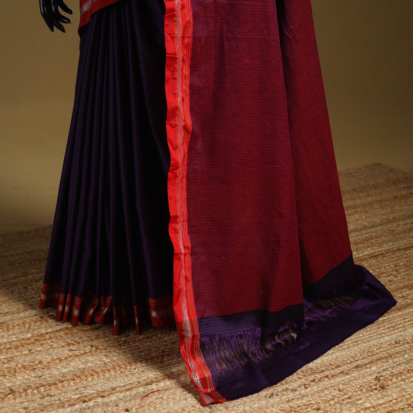 Silk cotton khun saree with ilkal pallu chikki paras border