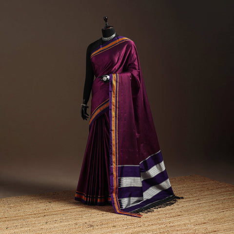 Silk cotton khun saree with ilkal pallu chikki paras border