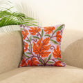 Purple - silk thread crewel embroidery cushion cover (16 x