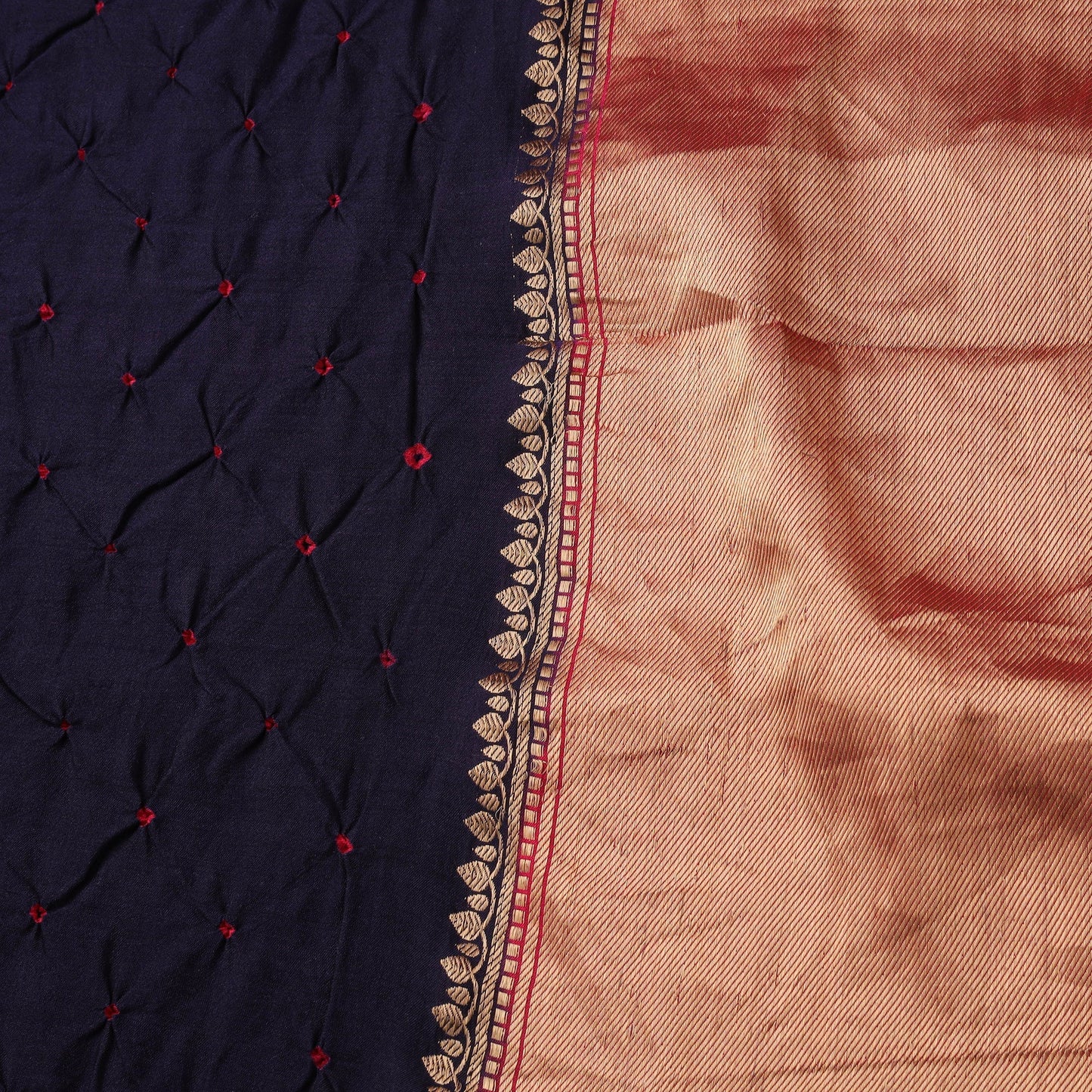Silk tie-dye bandhani fabric with zari border 21