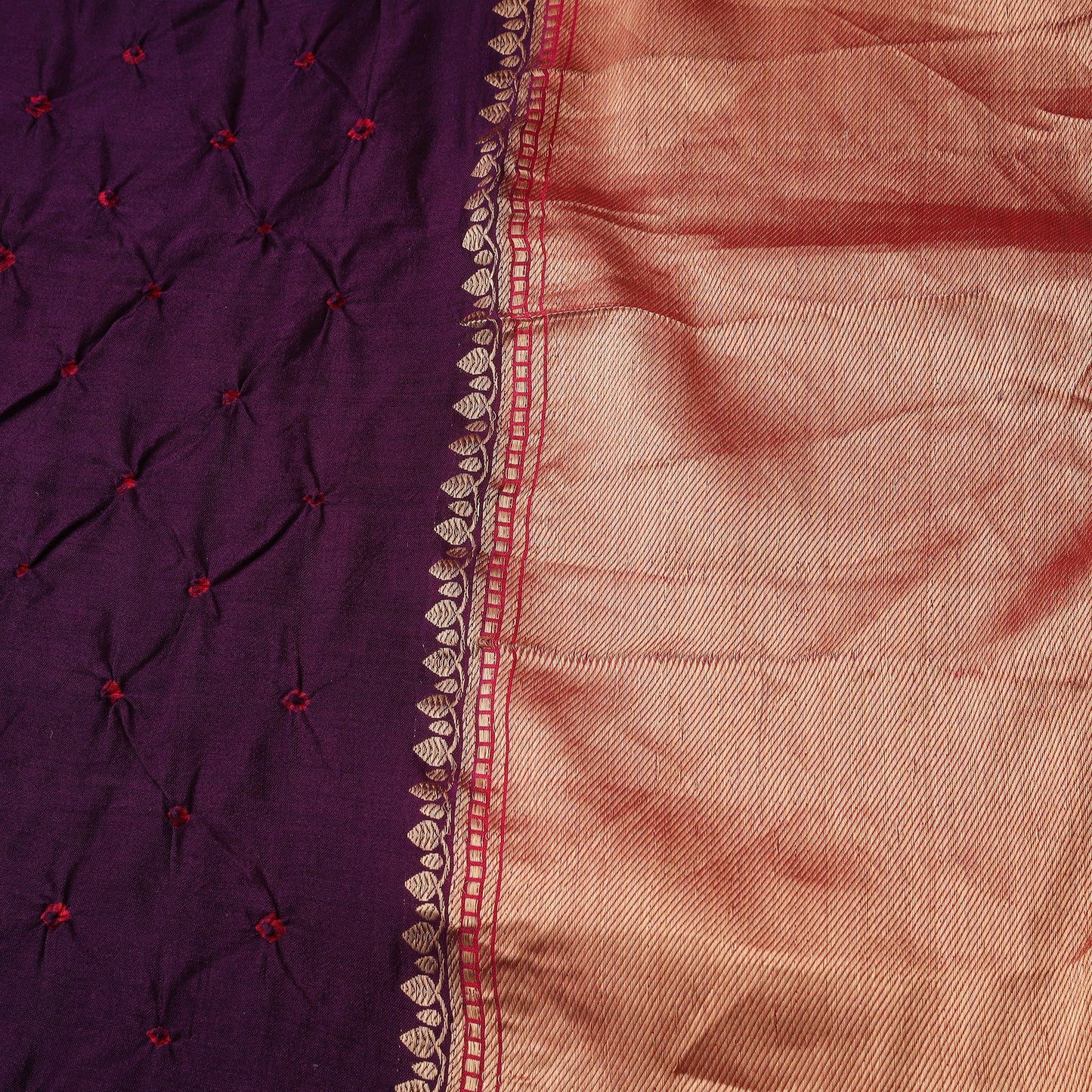 Silk tie-dye bandhani fabric with zari border 22