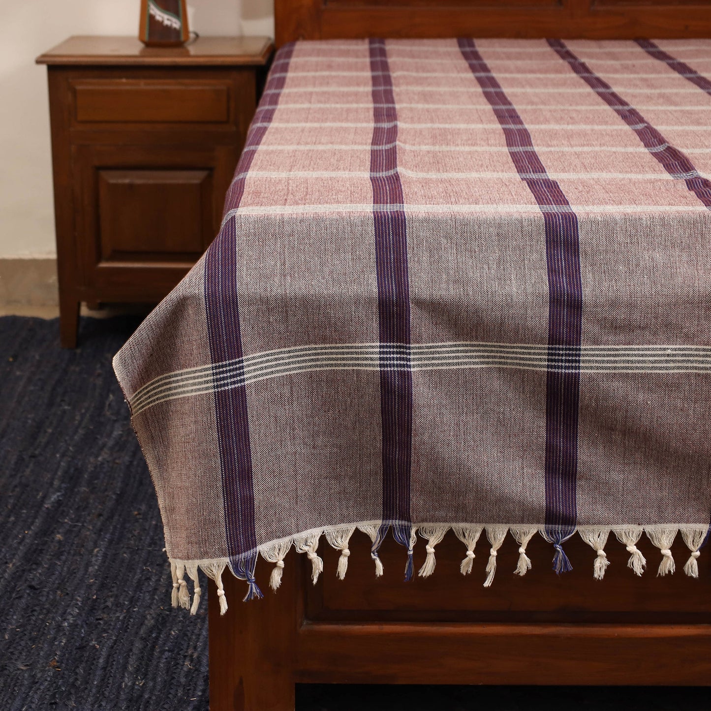 Purple - single handloom cotton bed sheet (90 x 60 in) 115