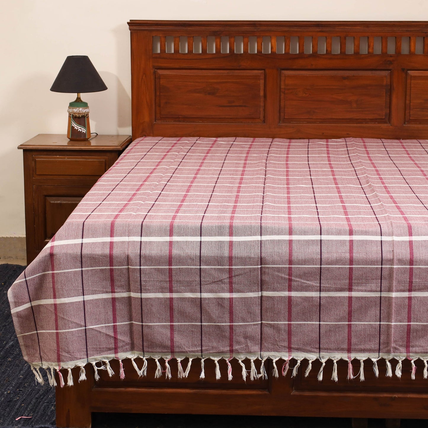 Purple - single handloom cotton bed sheet (90 x 60 in) 124