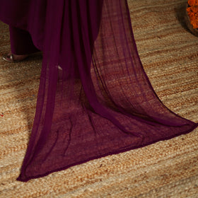 Purple - slub silk embroidered plain kurta set (set of 3)
