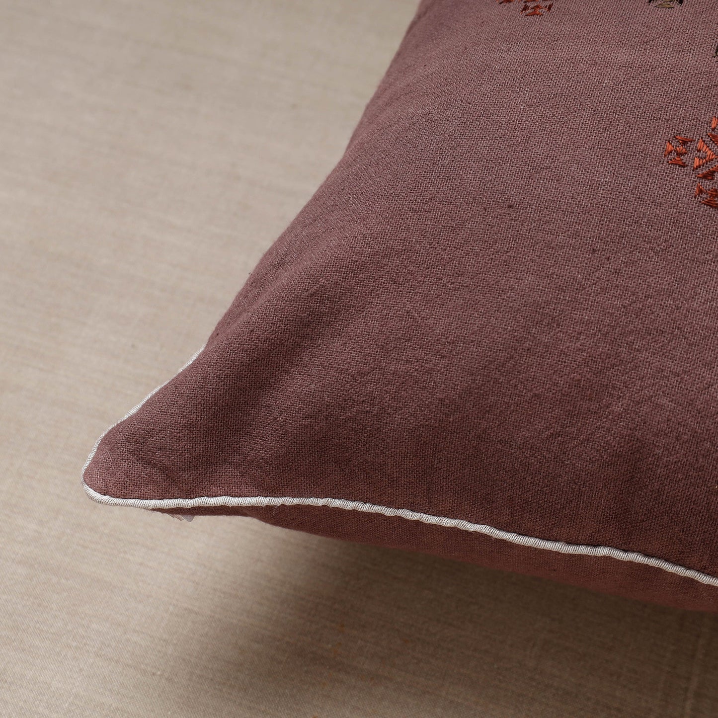Purple Soof Embroidery Cotton Cushion Cover