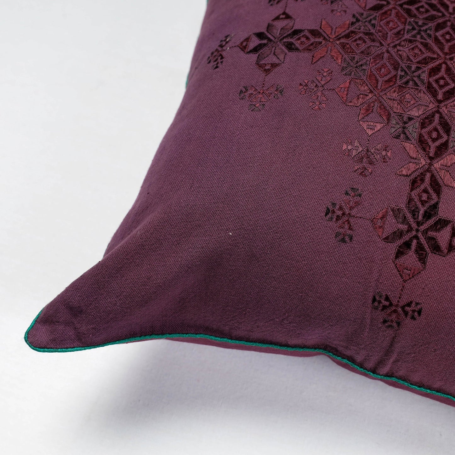 Purple - Soof Embroidery Cotton Cushion Cover (16 x 16 in)