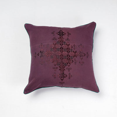 Purple - Soof Embroidery Cotton Cushion Cover (16 x 16 in)