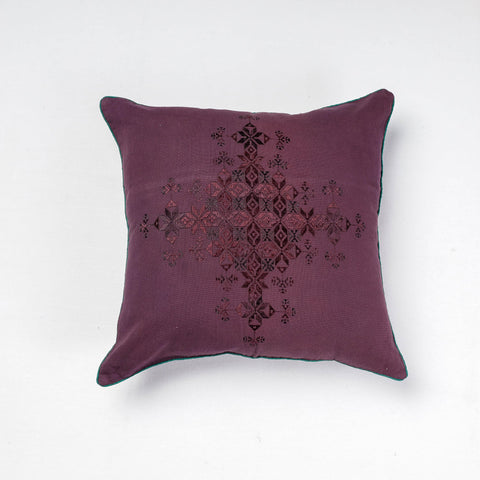Purple - Soof Embroidery Cotton Cushion Cover (16 x 16 in)