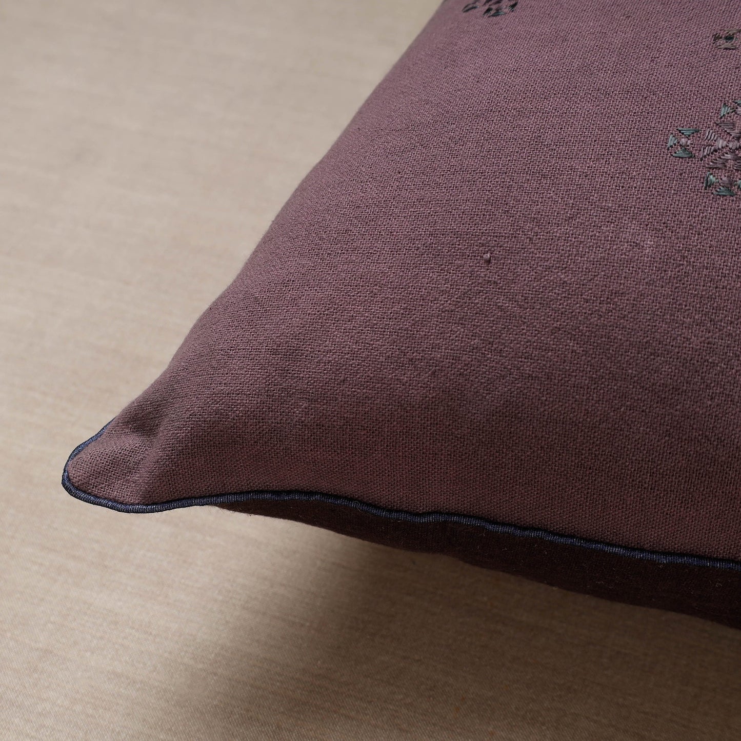 Purple Soof Embroidery Cotton Cushion Cover