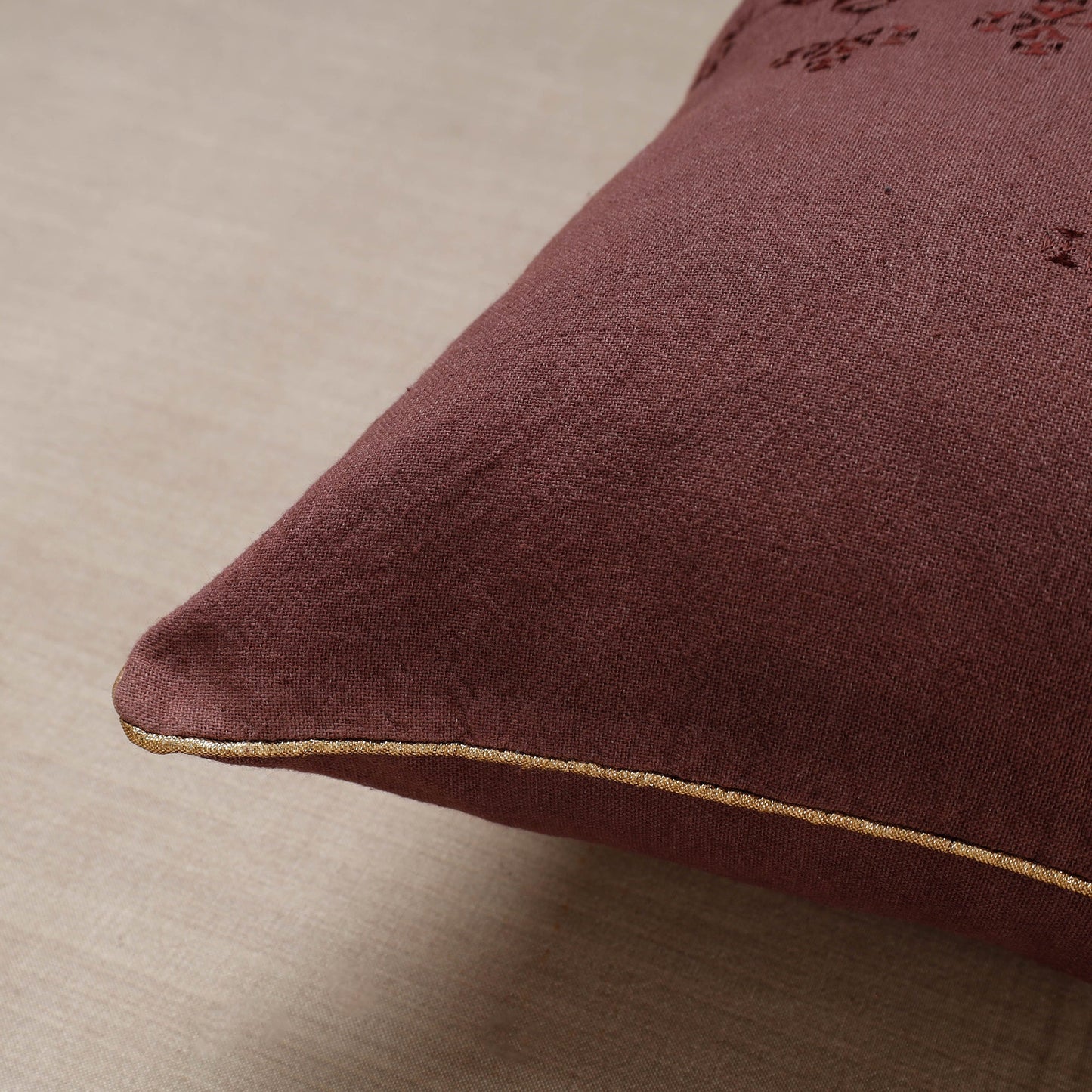 Purple Soof Embroidery Cotton Cushion Cover