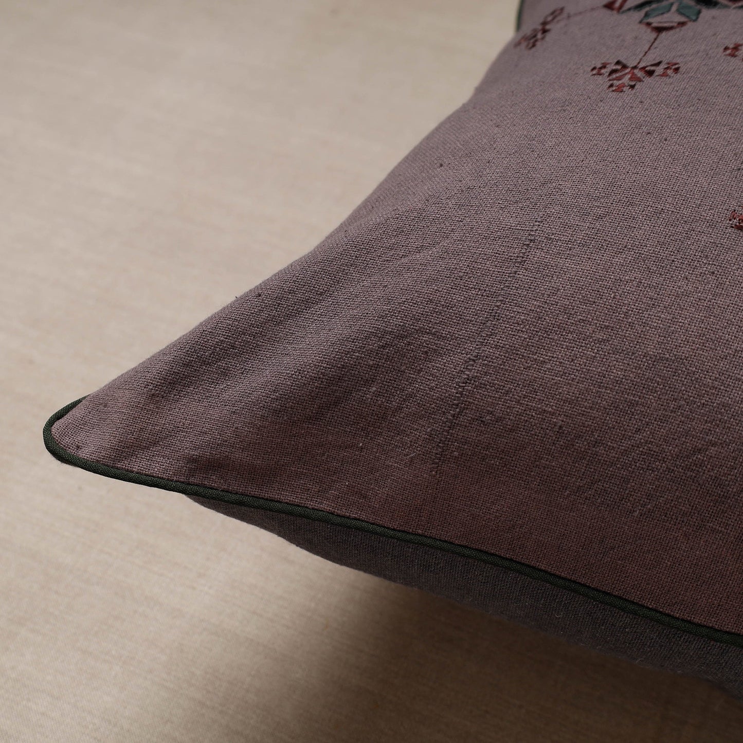 Purple Soof Embroidery Cotton Cushion Cover