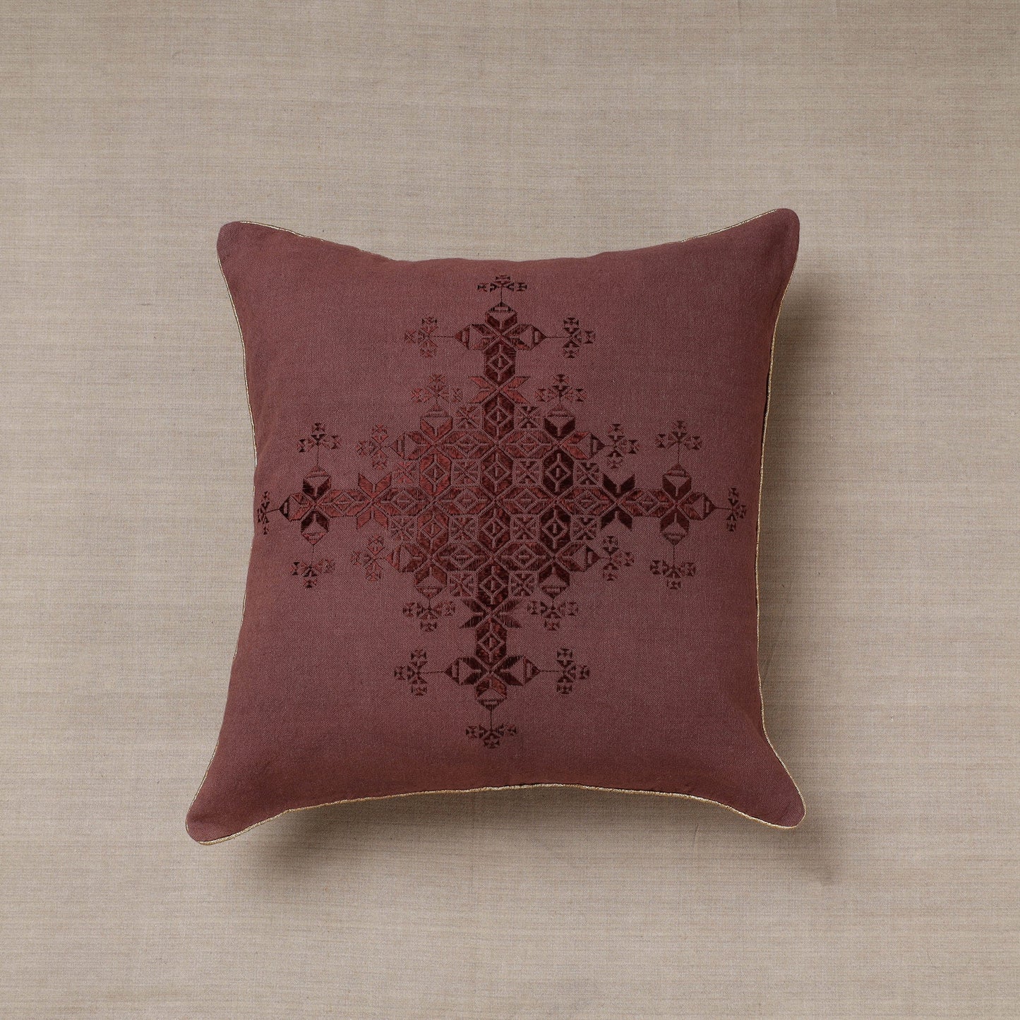 Purple Soof Embroidery Cotton Cushion Cover