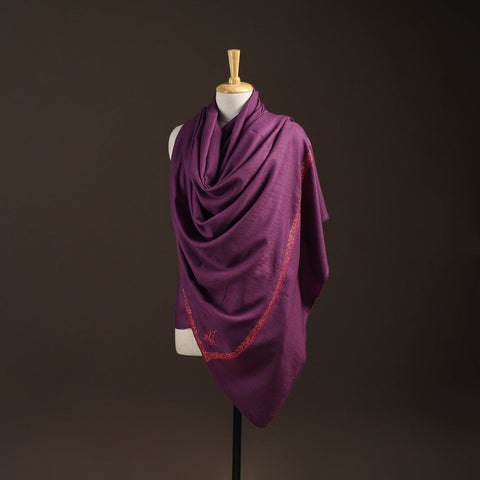 Purple - sozni hand embroidery merino wool handwoven