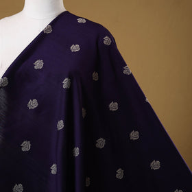 Purple - spun dupion viscose silk thread buta fabric 02