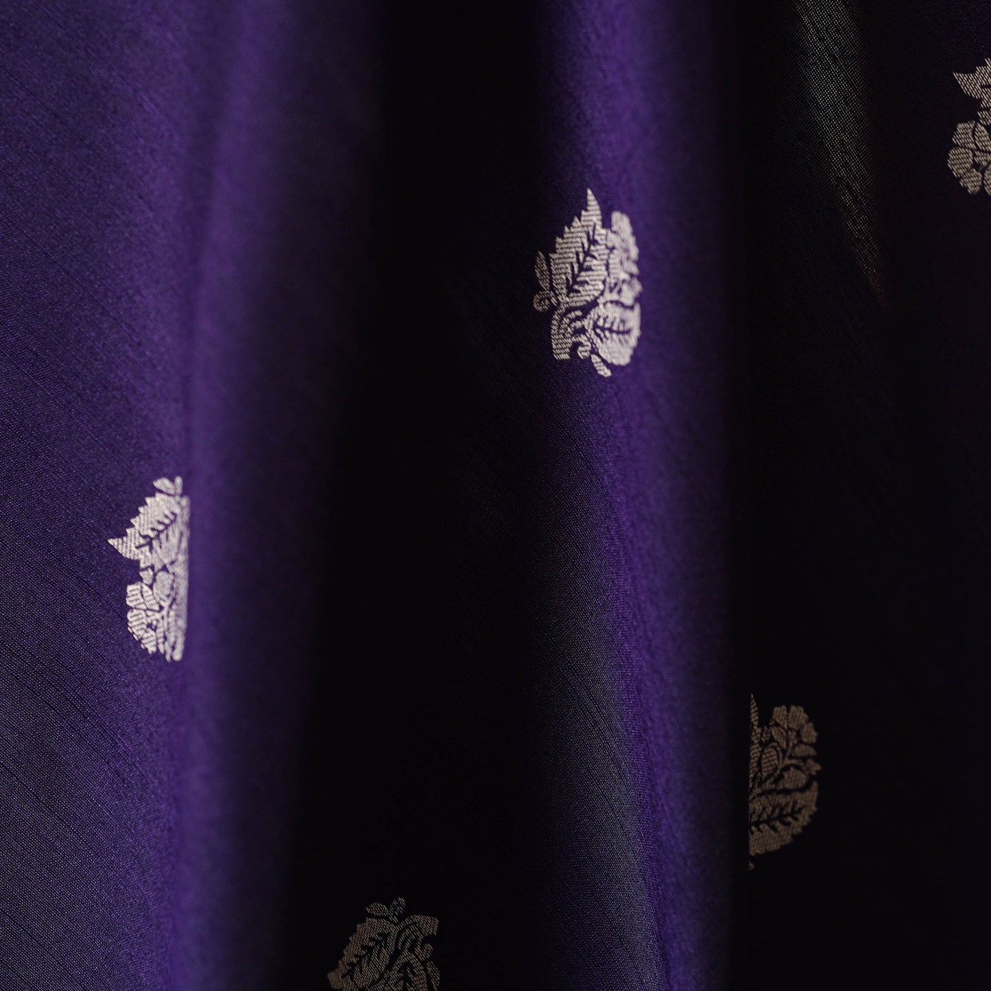 Purple - spun dupion viscose silk thread buta fabric 02