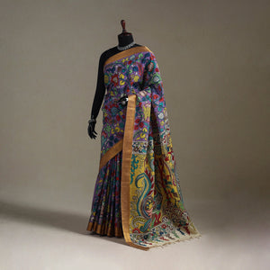 Srikalahasti handpainted natural dyed bangalore silk zari