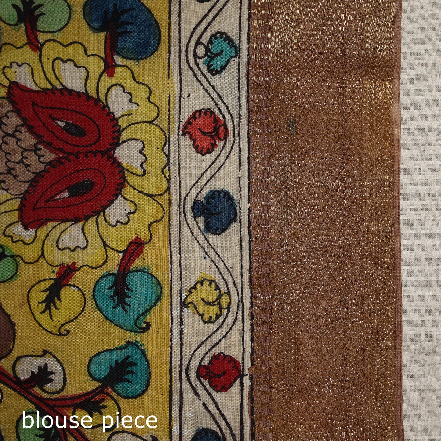 Srikalahasti handpainted natural dyed bangalore silk zari