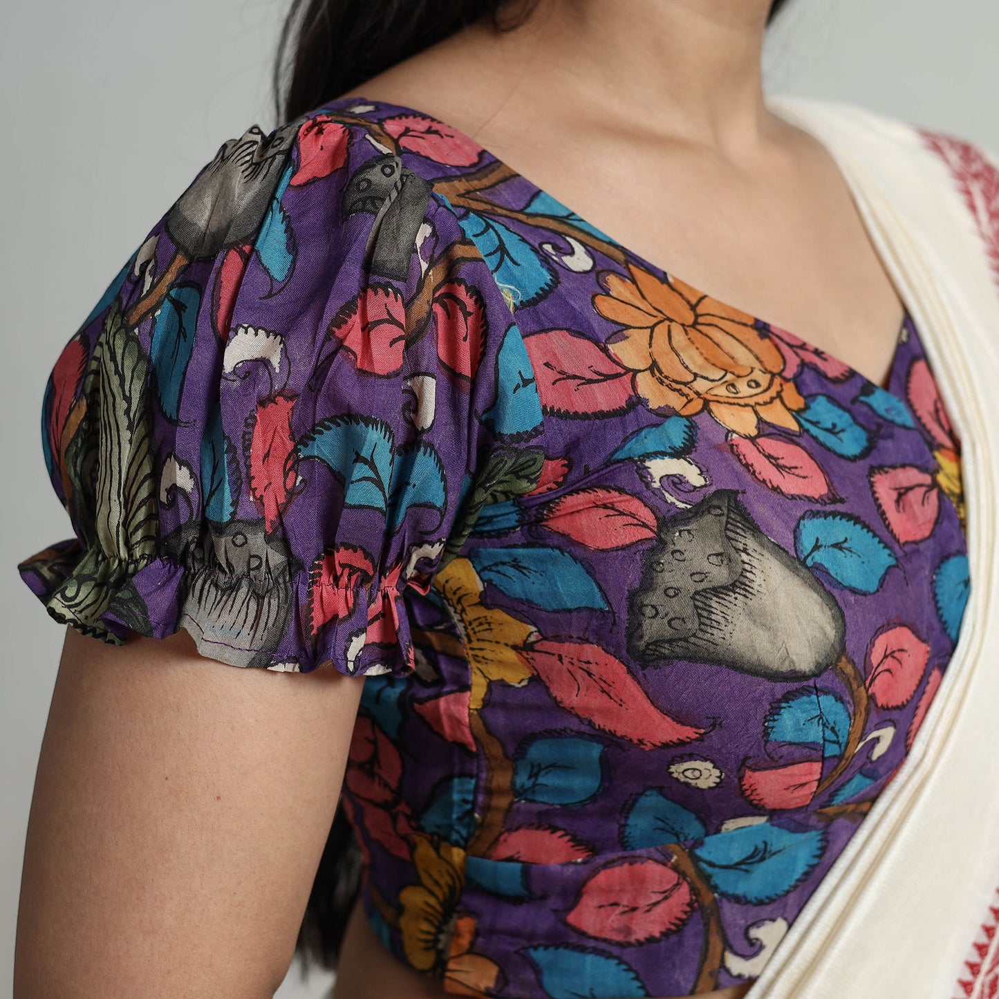 Purple - srikalahasti handpainted penwork kalamkari